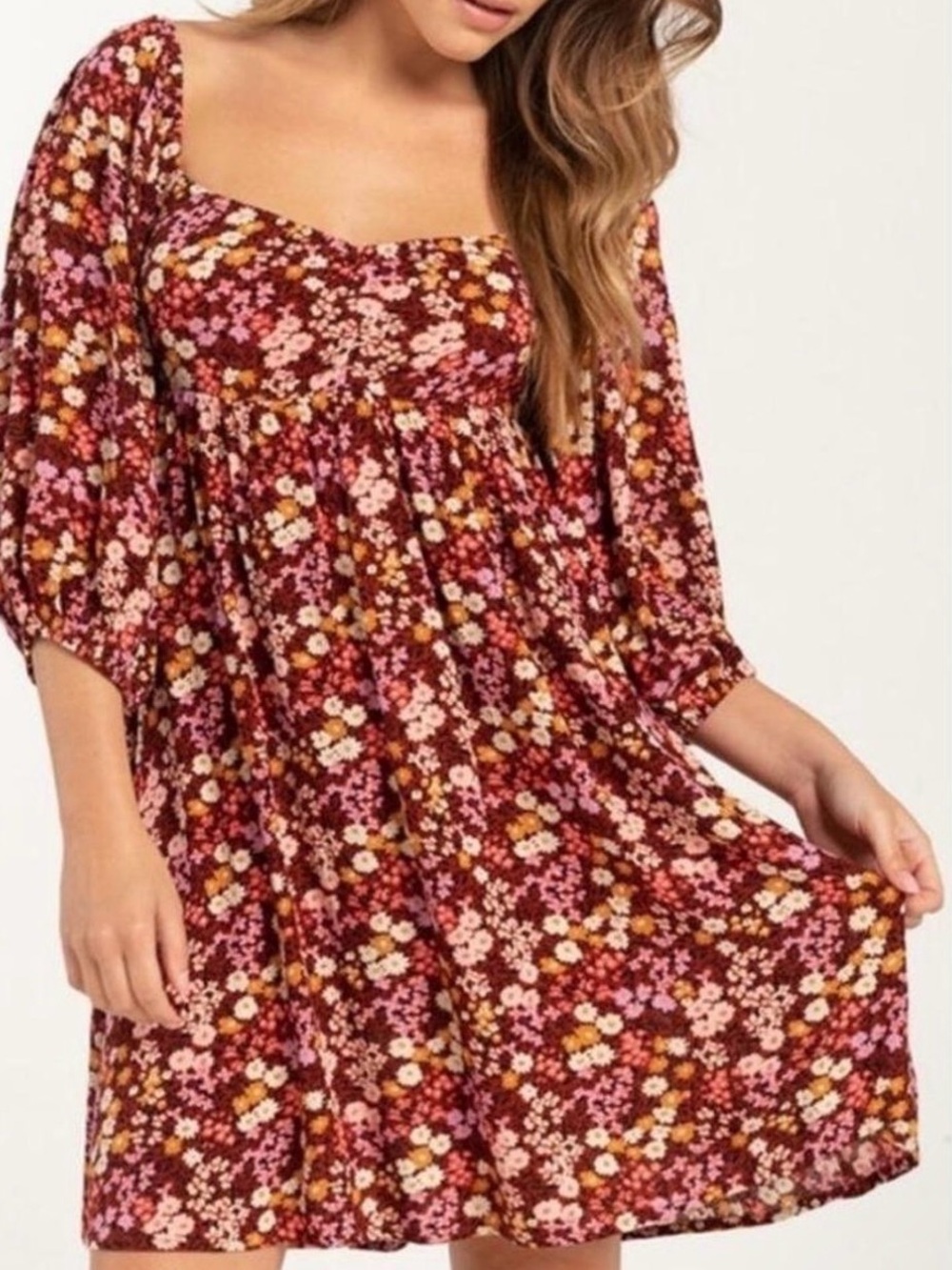 Billabong Burgundy Floral Midi Dress